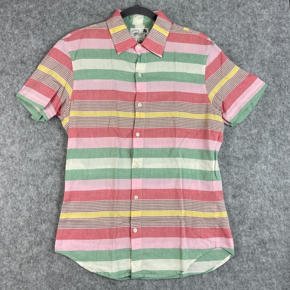 Bonobos Fit to Go Places Shirt Mens Medium Striped Tailored Fit Button Up Cotton